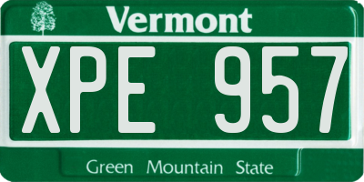 VT license plate XPE957