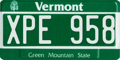 VT license plate XPE958