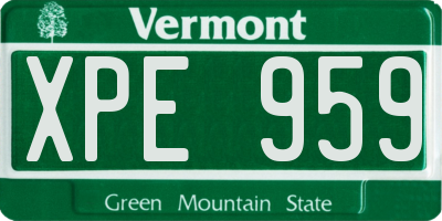 VT license plate XPE959