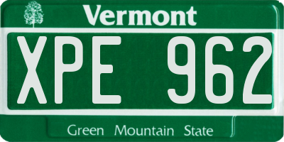 VT license plate XPE962