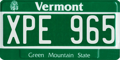 VT license plate XPE965
