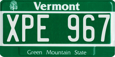 VT license plate XPE967