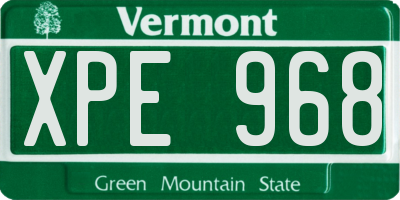 VT license plate XPE968