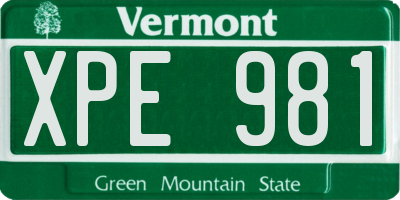 VT license plate XPE981