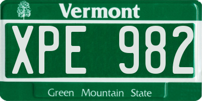 VT license plate XPE982