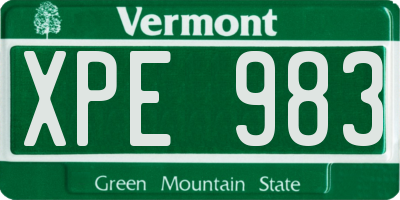 VT license plate XPE983