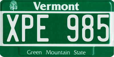VT license plate XPE985