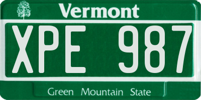 VT license plate XPE987
