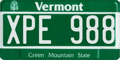 VT license plate XPE988