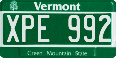 VT license plate XPE992