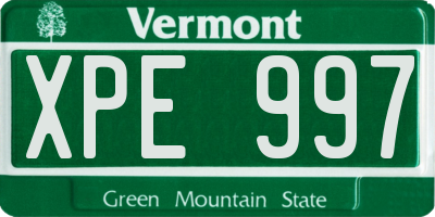 VT license plate XPE997