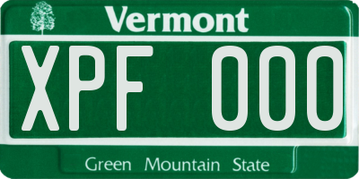 VT license plate XPF000