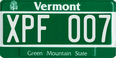 VT license plate XPF007