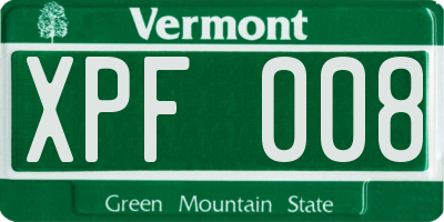 VT license plate XPF008