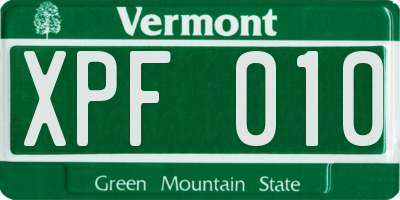 VT license plate XPF010