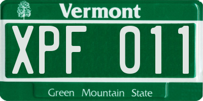 VT license plate XPF011