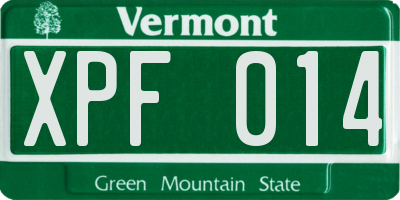 VT license plate XPF014