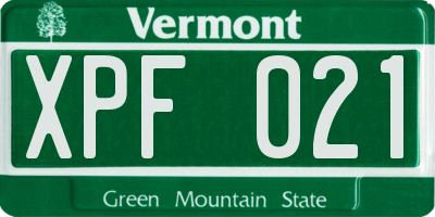 VT license plate XPF021