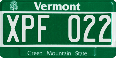 VT license plate XPF022