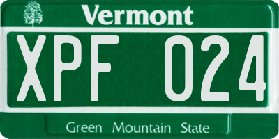 VT license plate XPF024