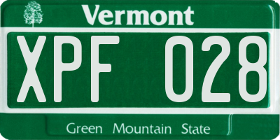 VT license plate XPF028