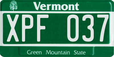 VT license plate XPF037