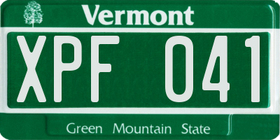 VT license plate XPF041