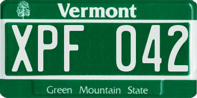 VT license plate XPF042