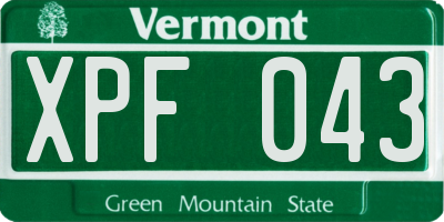 VT license plate XPF043