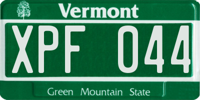 VT license plate XPF044