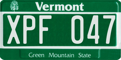 VT license plate XPF047