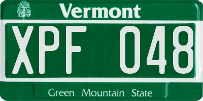 VT license plate XPF048
