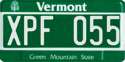 VT license plate XPF055