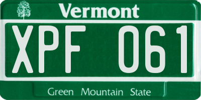 VT license plate XPF061
