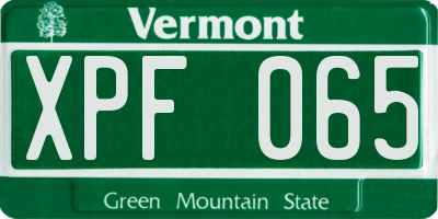 VT license plate XPF065