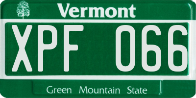 VT license plate XPF066