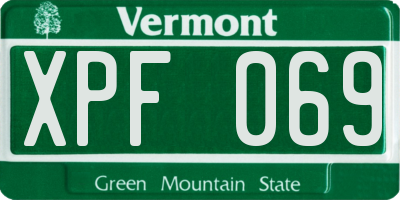 VT license plate XPF069