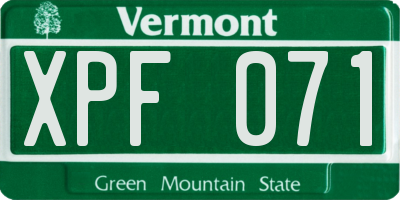 VT license plate XPF071