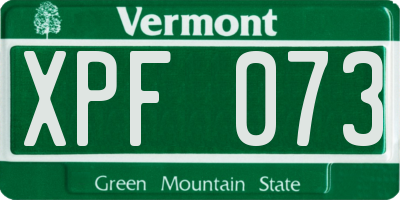 VT license plate XPF073