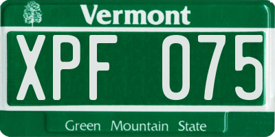 VT license plate XPF075