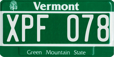 VT license plate XPF078