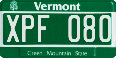 VT license plate XPF080