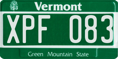 VT license plate XPF083