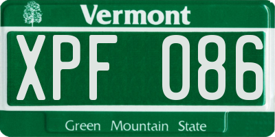 VT license plate XPF086