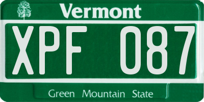 VT license plate XPF087