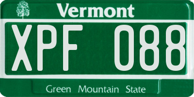 VT license plate XPF088