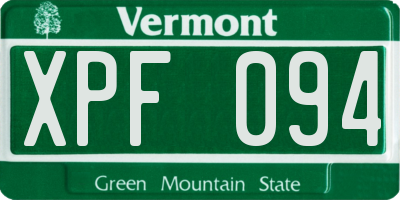 VT license plate XPF094