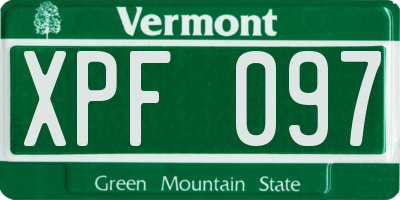 VT license plate XPF097
