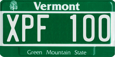 VT license plate XPF100