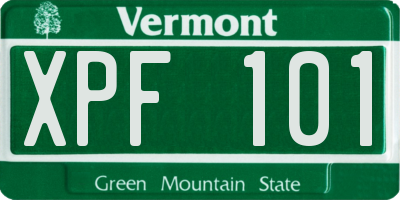 VT license plate XPF101